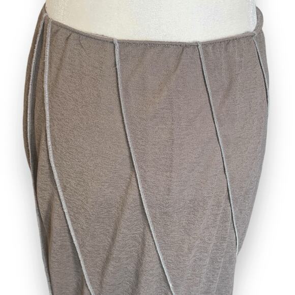 Y2K Ann Ferriday Los Angeles Gossimer Taupe Maxi Skirt Exposed Seam Sheer - Picture 3 of 9